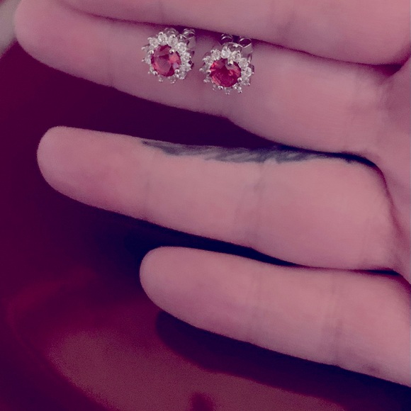 NWT Elegant & Brilliant Sterling Silver Precious Ruby Earrings!!! 🤩 - Picture 1 of 16